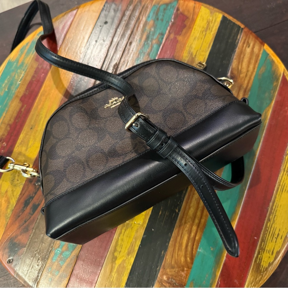 Coach Brown & Black Signature Crossbody with Matching Card Case - Picture 8 of 14